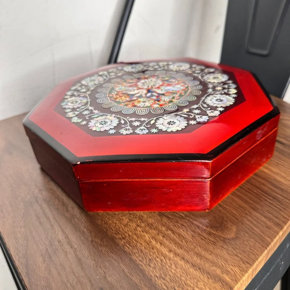 Vintage‎ Chinese Lacquer Inlaid Mother of Pearl 